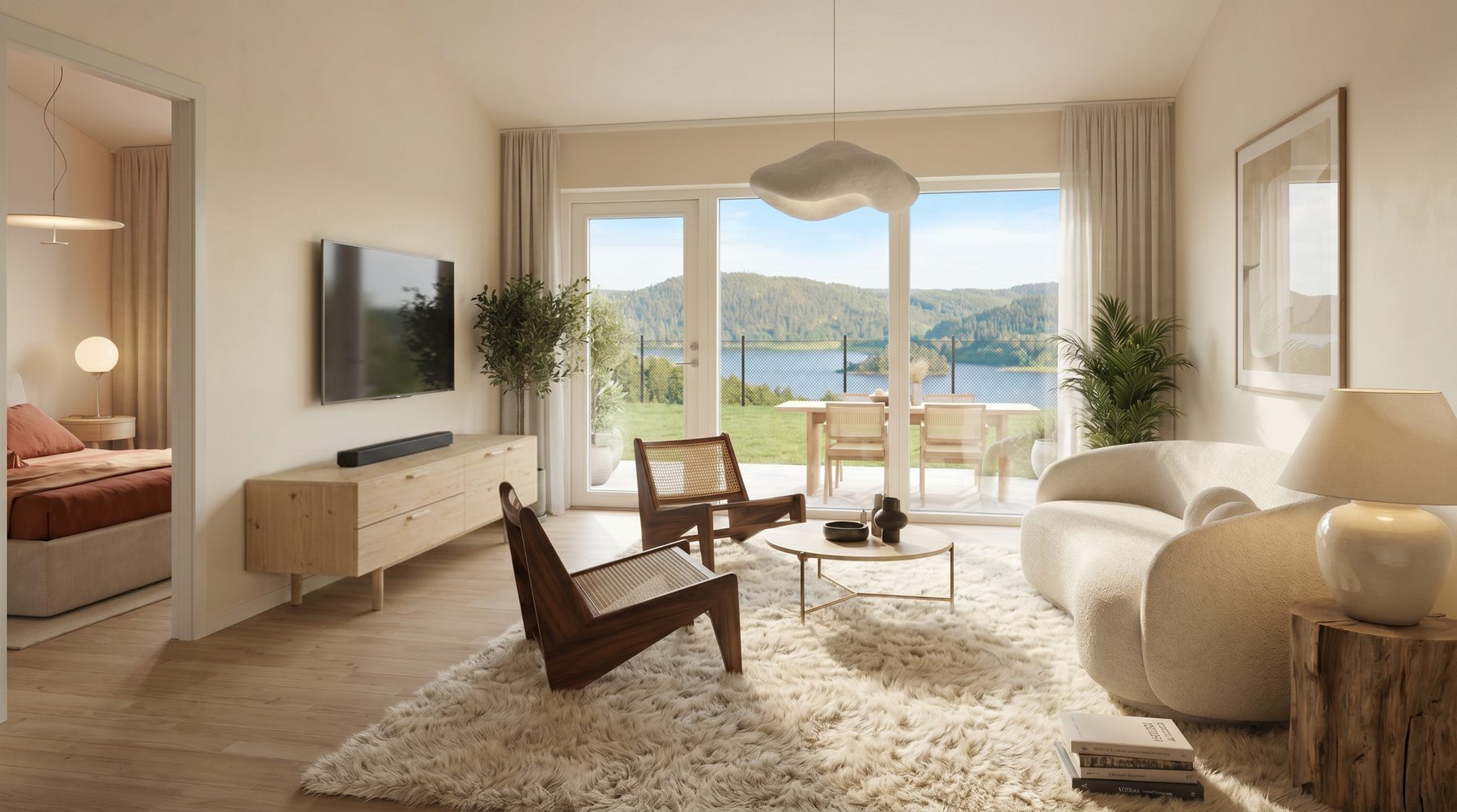 Vardagsrum i Hus B med 87 m² i ett plan